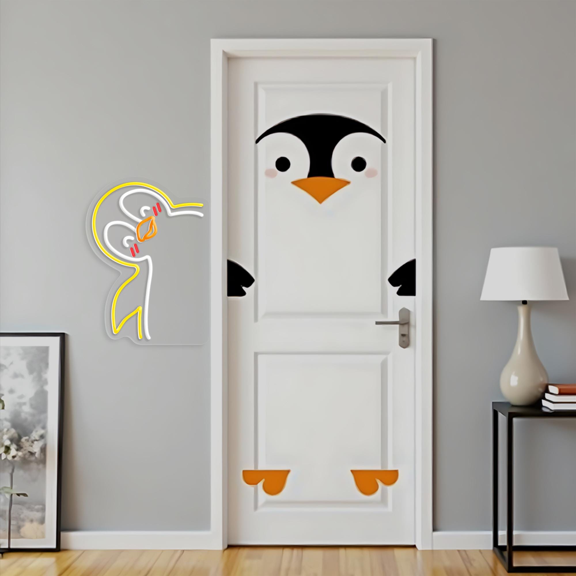 Cute Penguin LED Neon Sign - Kawaii LED Wall Light for Kids Room, Aesthetic Gaming Room Decor, Animal Night Light, Gift for Animal Lovers