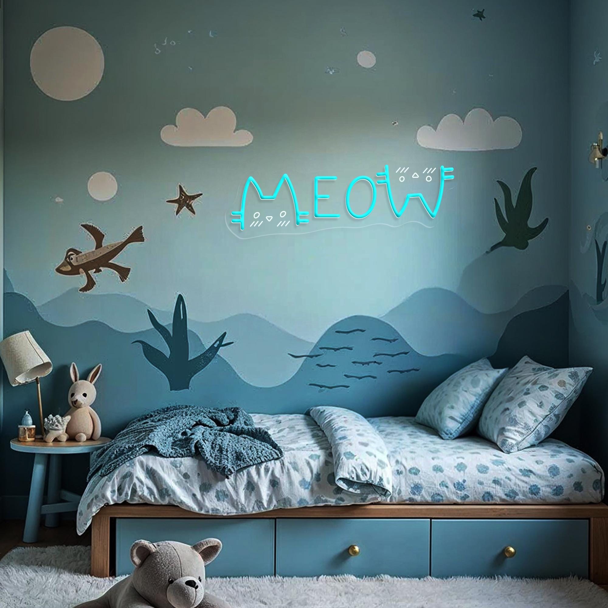 MEOW Cat Neon Sign Cute Kawaii LED Light, Aesthetic Pet Lover Wall Decor, Fun Cat Cafe Sign, Cozy Room Night Lamp, Gift for Cat Lovers