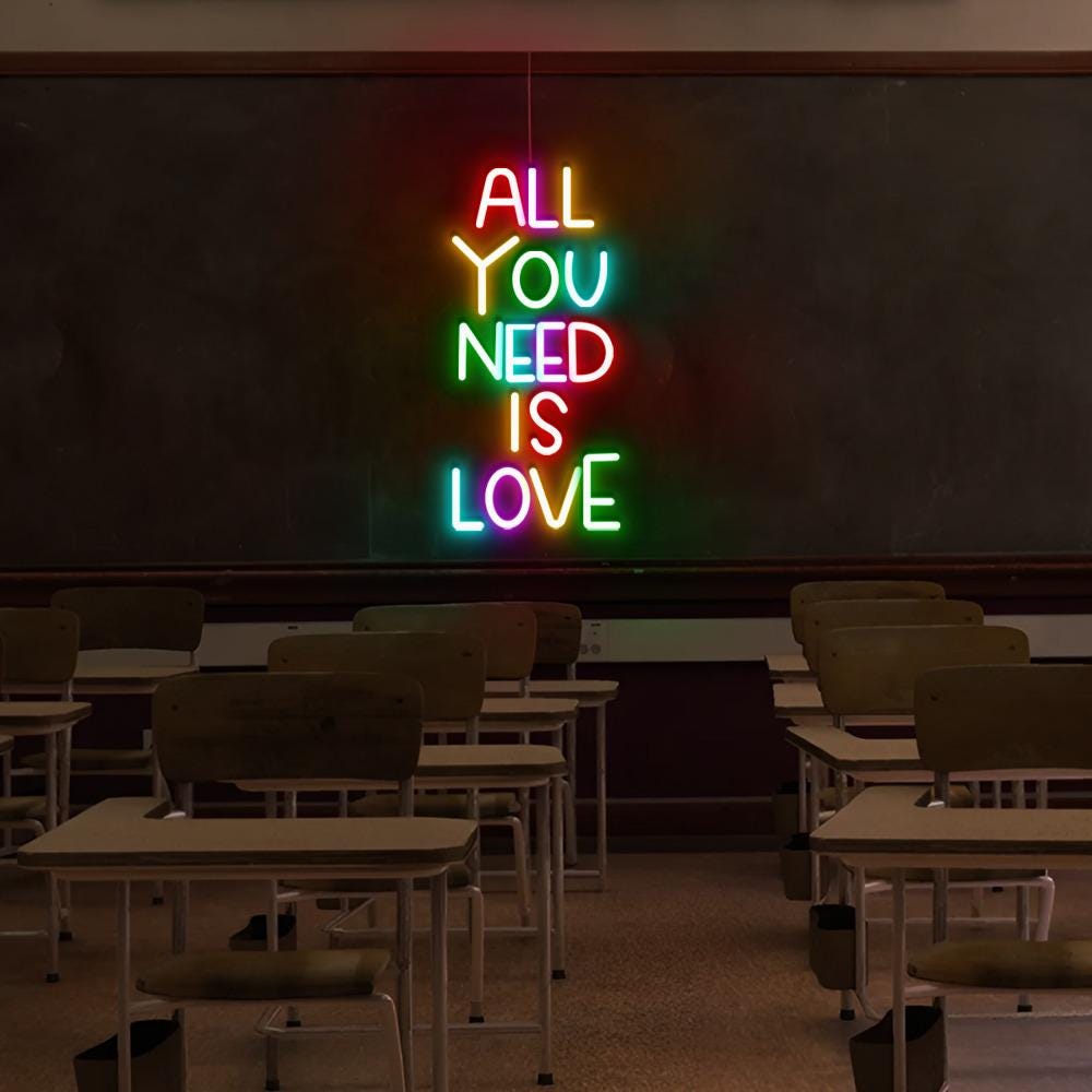 All You Need is Love Neon Sign, Positive Affirmation, Kids Wall Neon, Growth Mindset, Classroom Decor, Positive Classroom, Education Gifts.