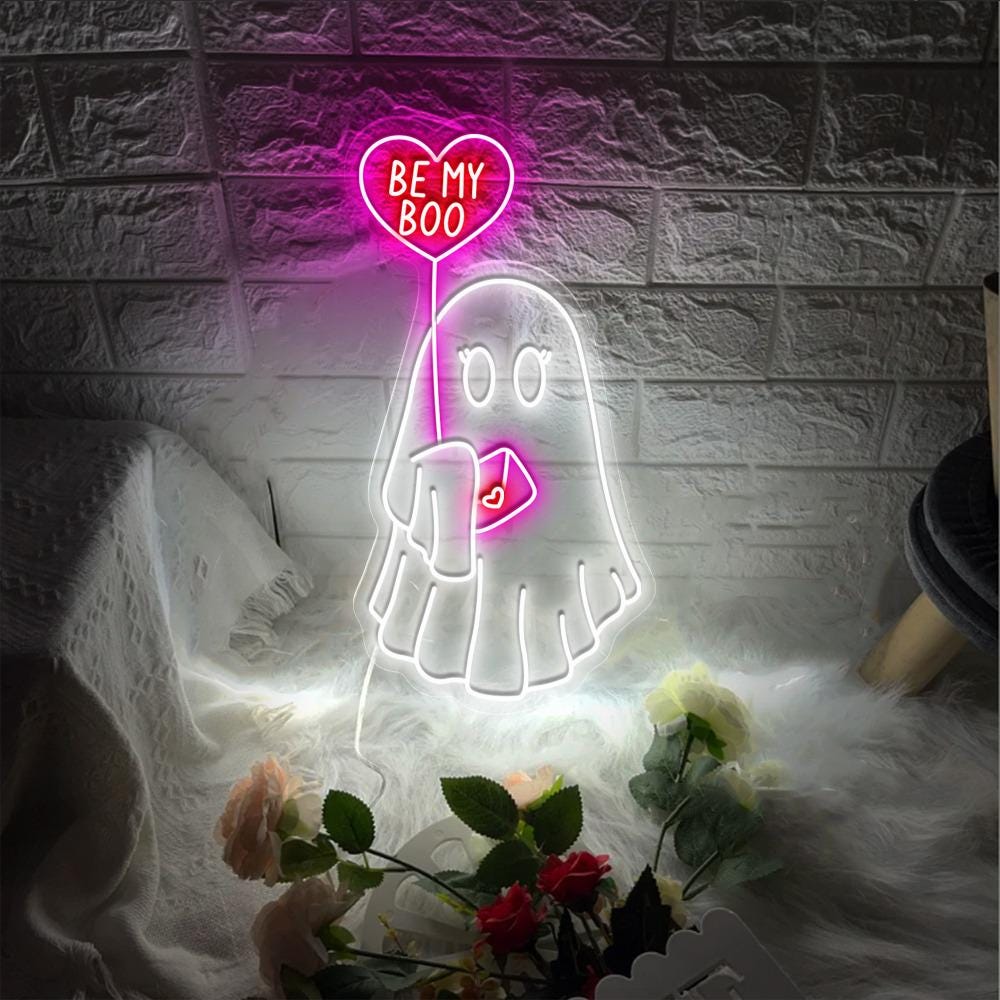 Be My Boo Neon Sign, Ghost Neon, Valentines Day Neon Sign, XOXO Neon, Women Valentines Day Neon Gifts, Heart Neon Sign, Happy Valentines