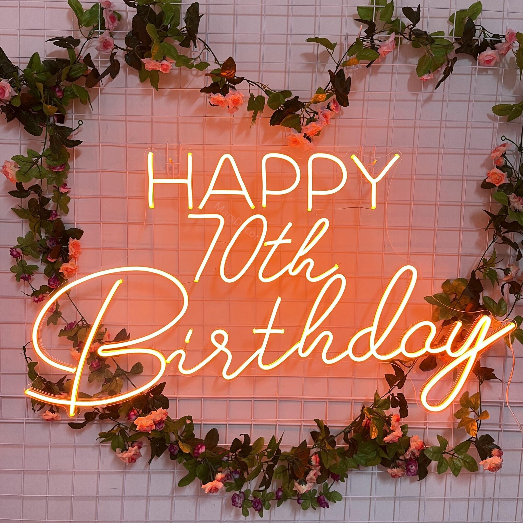 Happy Birthday Neon Sign | Custom Neon Sign | 70th Birthday Decoration Art | Led Neon Sign | Name Neon Sign | Wall Decor | Neon Light Signs