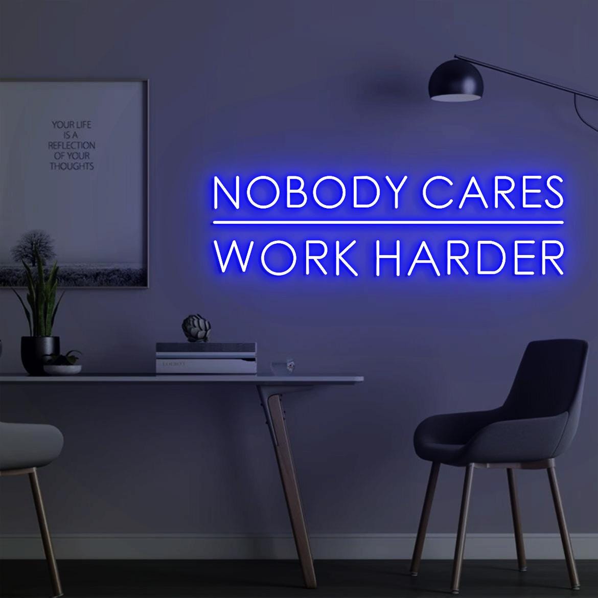 Nobody Cares Work Harder Sign, office Wall Sign, Home Gym Design Decor Idea, Christmas Gift for Husband, Neon Sign Gym Decor Idea