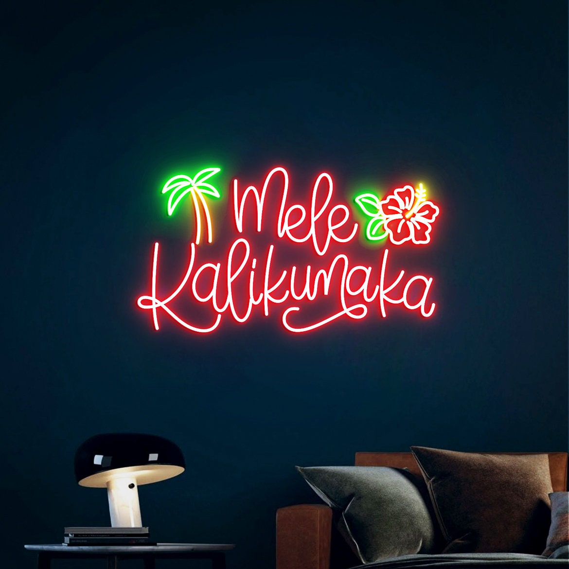 Mele Kalikimaka Christmas, Neon Sign Light, Hawaiian Christmas, Hawaii Decor, Christmas Decor Art, Christmas in Hawaii