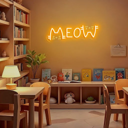 MEOW Cat Neon Sign Cute Kawaii LED Light, Aesthetic Pet Lover Wall Decor, Fun Cat Cafe Sign, Cozy Room Night Lamp, Gift for Cat Lovers