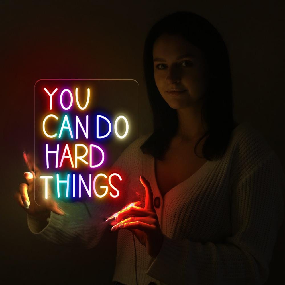 You Can Do Hard Things Neon Sign, Positive Affirmation, Kids Wall Neon, Growth Mindset, Classroom Decor, Positive Classroom, Education Gifts