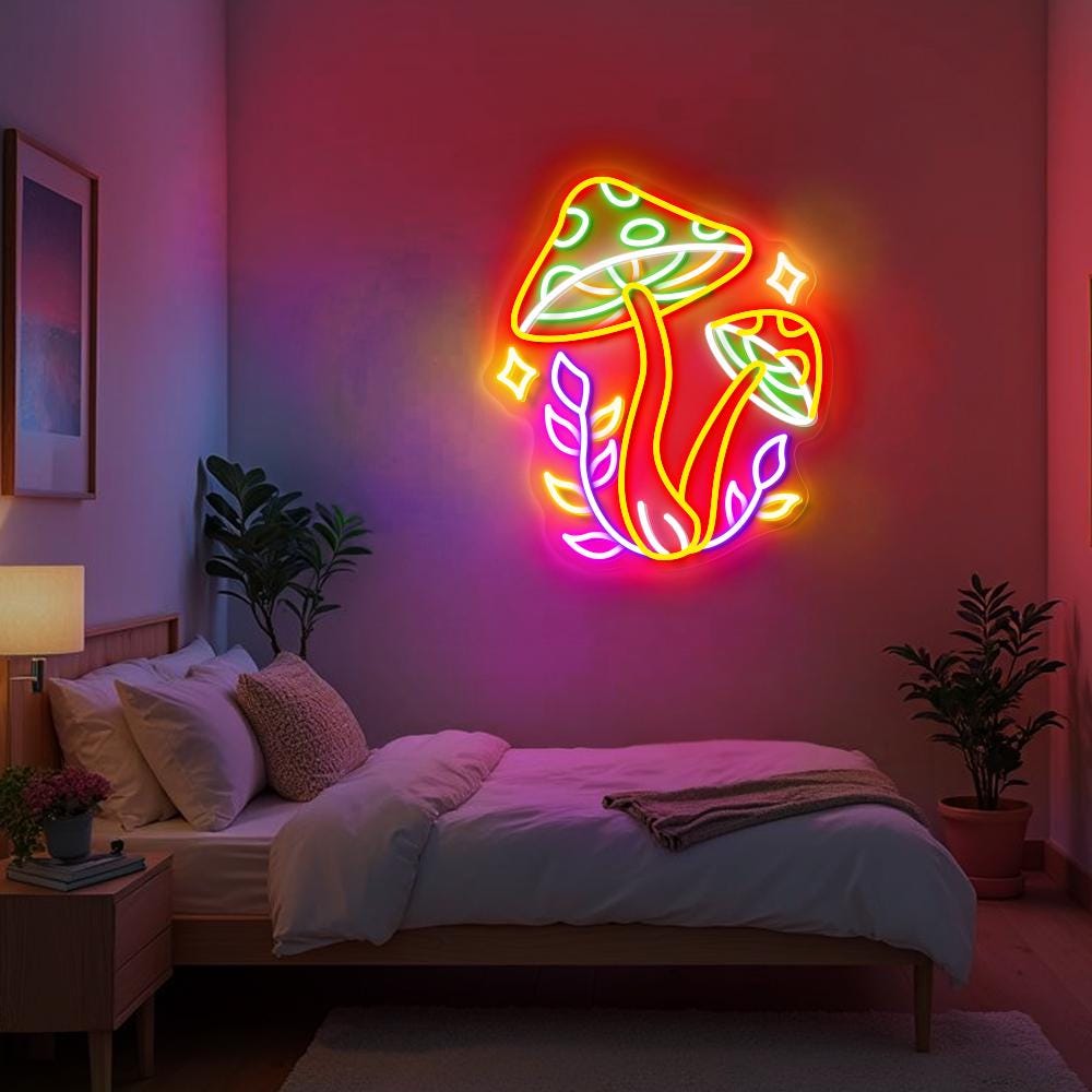Mushroom Neon Sign, Colorful Mushroom Led Neon Sign, Aesthetic Wall Art, Living Room Bedroom Neon Sign, Custom Neon Sign, Mushroom Led Light