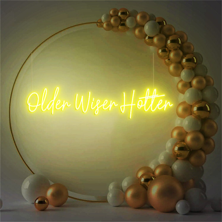 Older Wiser Hotter Sign Birthday Backdrop Decor, Birthday Led Siign for Women 30th 40th 50th 60th 70th 80th Birthday Party Decorations