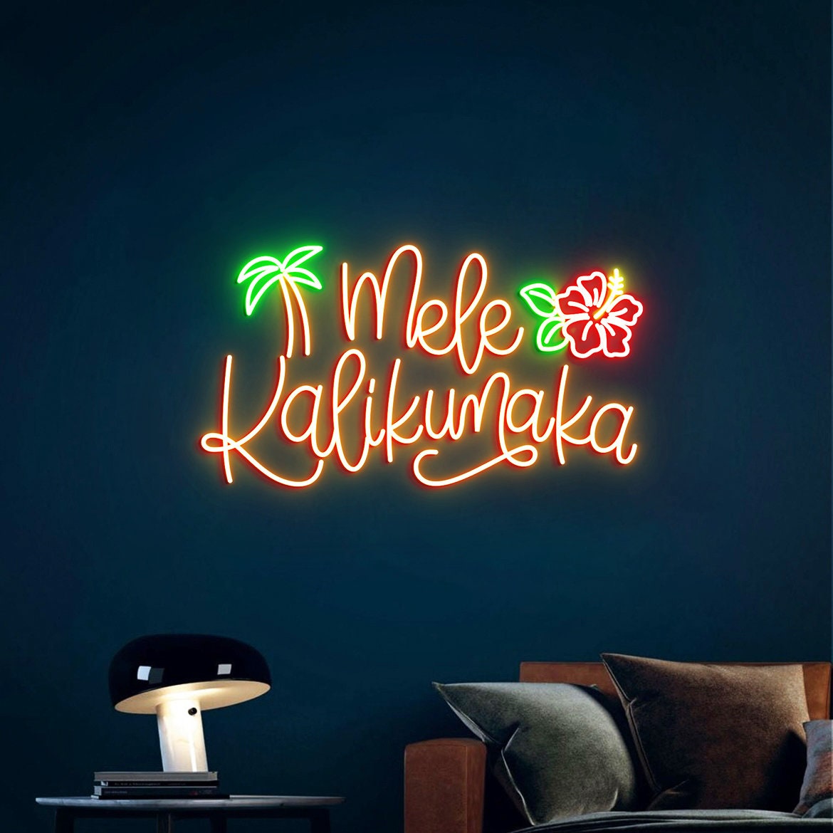 Mele Kalikimaka Christmas, Neon Sign Light, Hawaiian Christmas, Hawaii Decor, Christmas Decor Art, Christmas in Hawaii