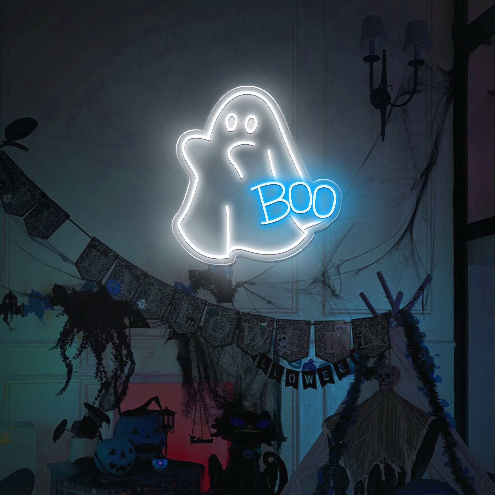 Ghost Boo Neon Sign/ Boo Led Sign/ Ghost Led Light/ Halloween Ghost Sign/ Halloween Party Led Sign/ Halloween Decor Bedroom/ Gift For Kids