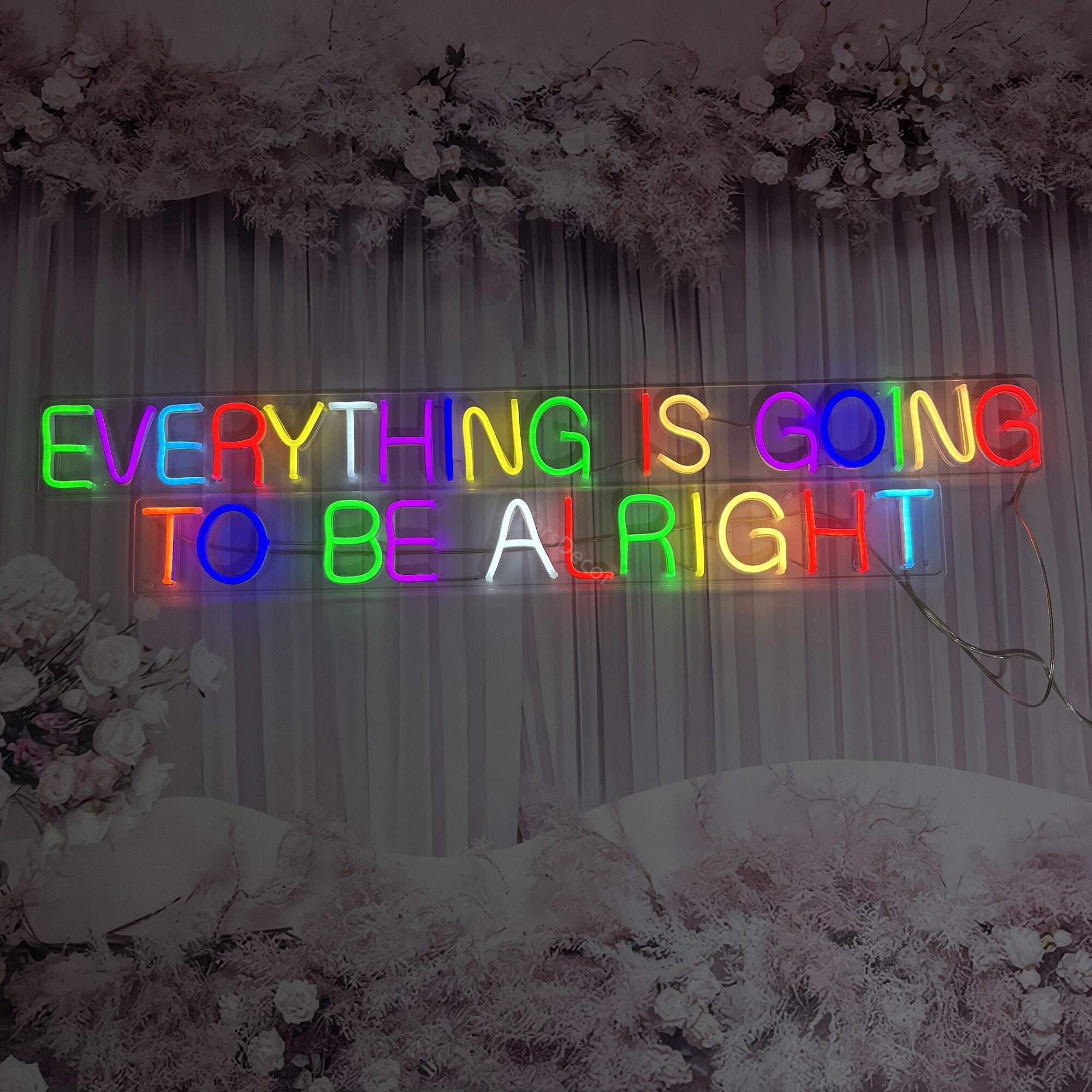 Custom Neon Sign | Everyting is going to be alright Neon Sign | Neon Sign Bedroom | Led Neon Sign | Neon Sign Art | Neon Sign Wall Decor