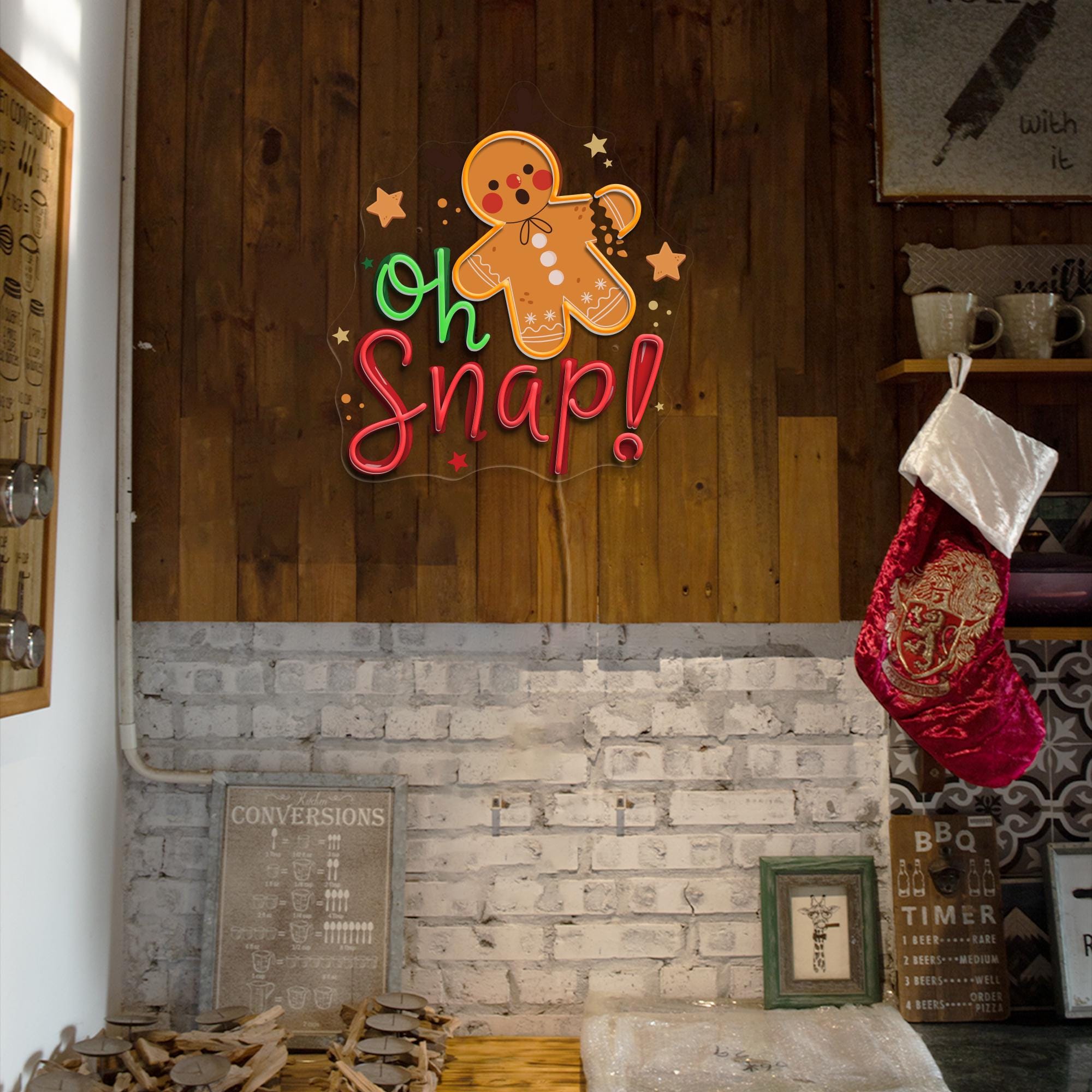 Christmas Gingerbread Oh Snap Neon Sign Merry Christmas Neon Sign Christmas Tree Decor Custom Neon Sign Christmas Gifts Holiday Neon Sign