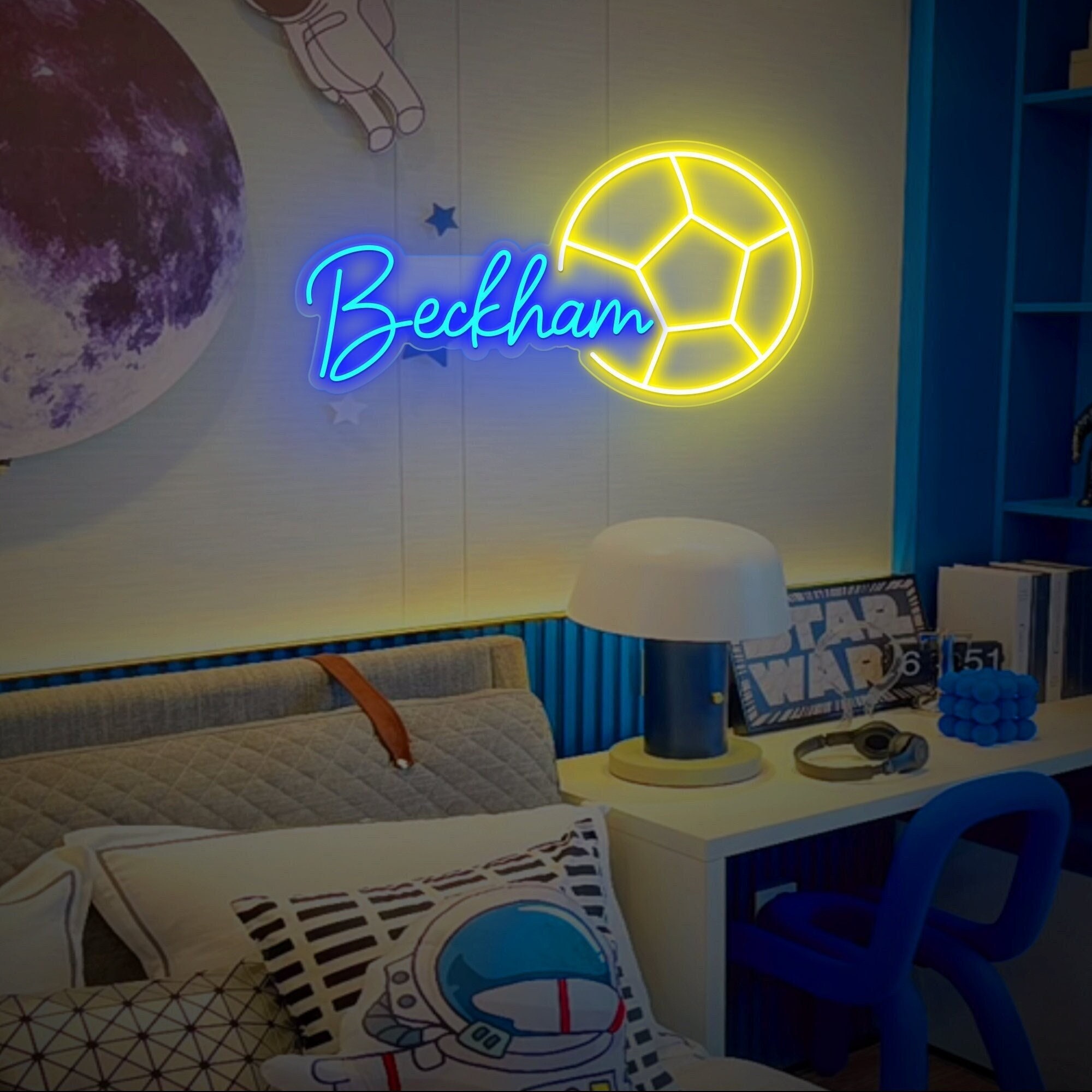 Soccer Name Neon Sign, Nursery Decor, Personalized Neon Sign, Personalized Name Neon Sign, Neon Name Sign, Kids Name Sign, Soccer Gift