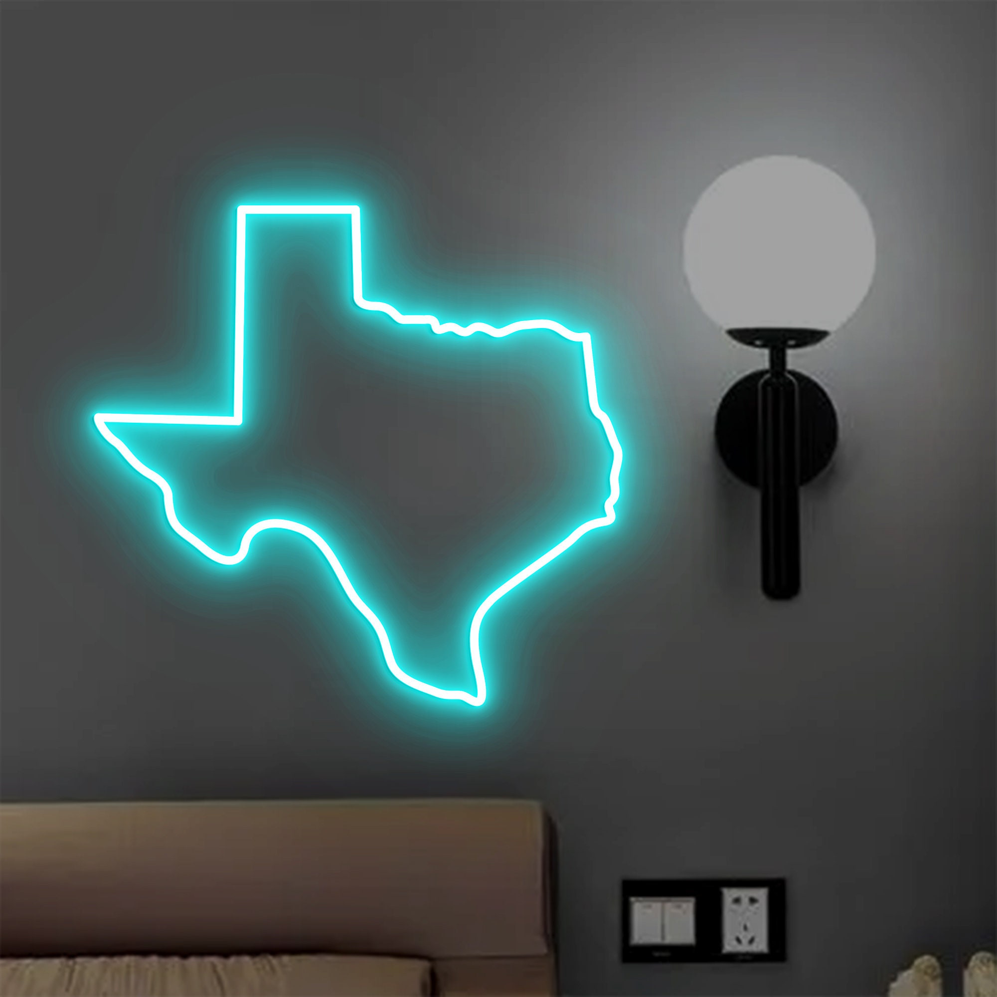 Texas Outline Neon Sign, Texas Led Sign, Texas Decor, Texas Map Wall Art