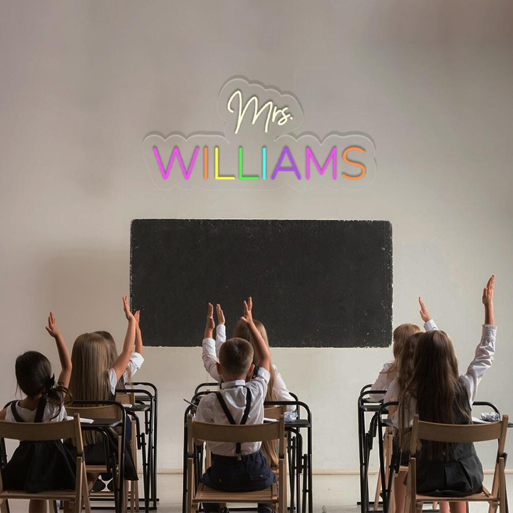 Personalized Teacher Door or Wall Neon Sign, Classroom Sign, Teacher Name Neon Sign, Classroom Door Hanger, Personalized Teacher Neon Sign