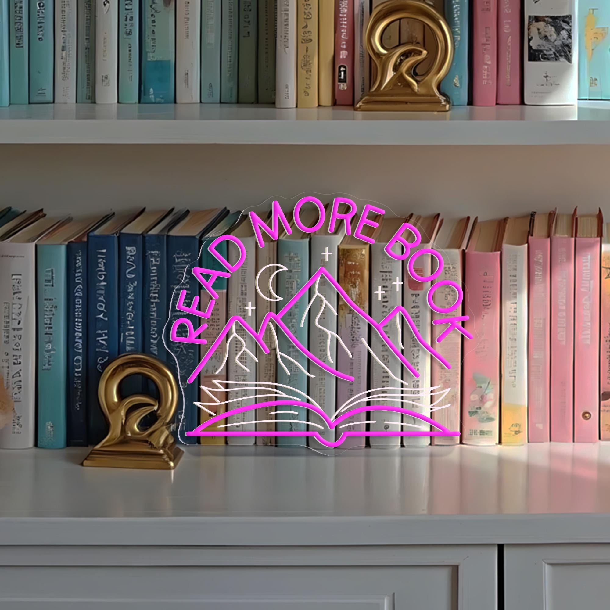 Read More Books Neon Sign Book Club Decor Reading Bookshelf Wall Decor School Library Wall Decor Book Lover Gift Christmas Gifts