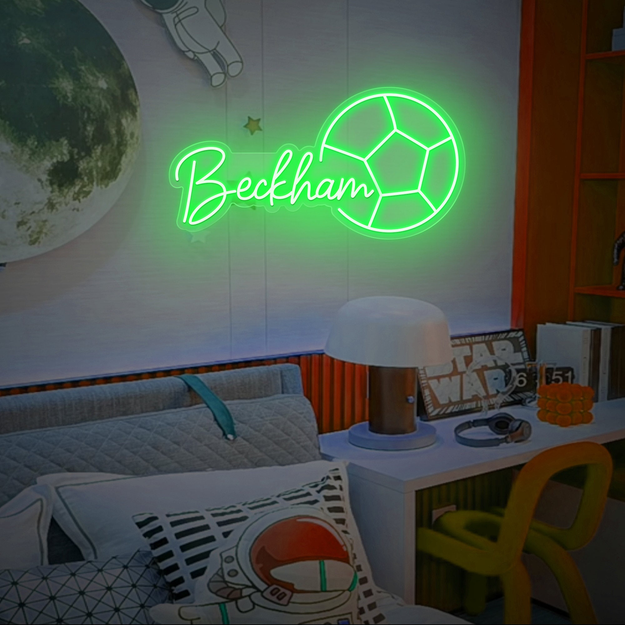Soccer Name Neon Sign, Nursery Decor, Personalized Neon Sign, Personalized Name Neon Sign, Neon Name Sign, Kids Name Sign, Soccer Gift
