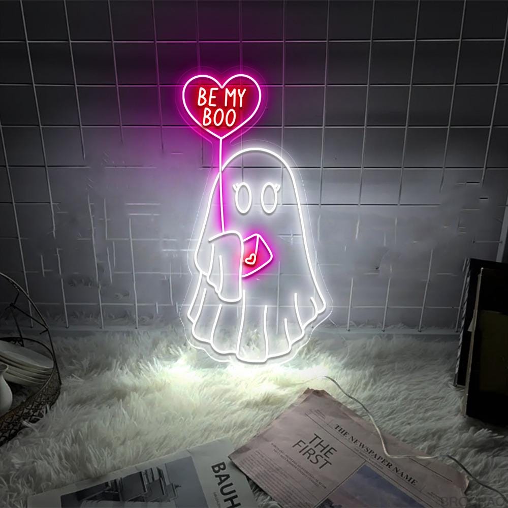 Be My Boo Neon Sign, Ghost Neon, Valentines Day Neon Sign, XOXO Neon, Women Valentines Day Neon Gifts, Heart Neon Sign, Happy Valentines