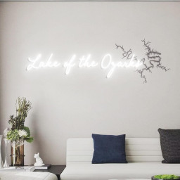 Lake of Ozarks Neon Sign, Lake Map: Lake of the Ozarks in Missouri UV Printed Lake House Wall Decorations