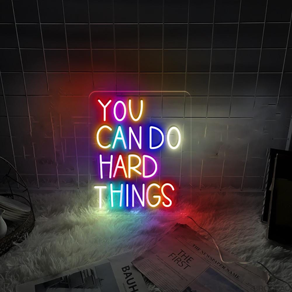 You Can Do Hard Things Neon Sign, Positive Affirmation, Kids Wall Neon, Growth Mindset, Classroom Decor, Positive Classroom, Education Gifts