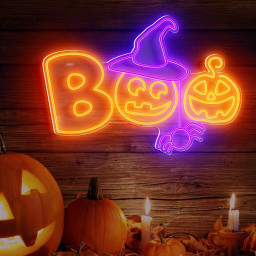 Boo Neon Sign|Gift For Kids|Boo Ghost Pumpkin Neon Sign|Halloween Neon Sign|Pumpkin Ghost Neon Sign|Home Dorm Wall Decoration