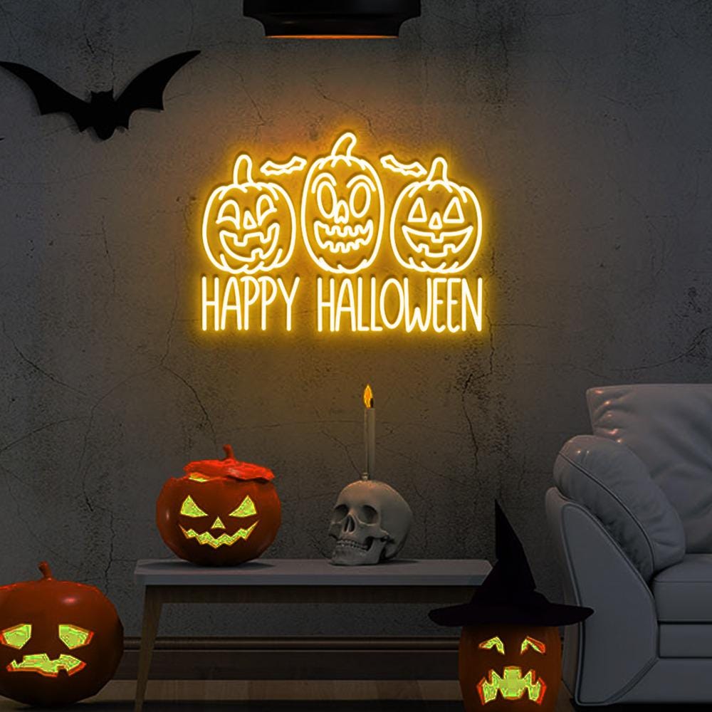 Happy Halloween Neon Sign Gifts, Funny Spooky Neon Sign, Ghost Neon Led, Spooky Season Gifts, Halloween Party Neon Sign, Fall Ghost Neon