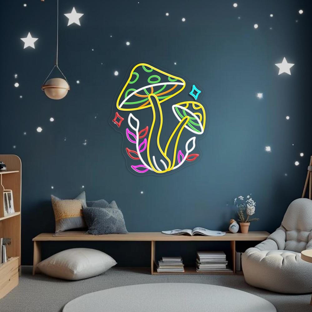 Mushroom Neon Sign, Colorful Mushroom Led Neon Sign, Aesthetic Wall Art, Living Room Bedroom Neon Sign, Custom Neon Sign, Mushroom Led Light