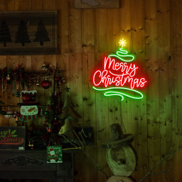 Christmas Tree LED Neon Sign, Festive Holiday Wall Light, Modern Christmas Decor, Holiday Party Neon Light, Seasonal LED Wall Art