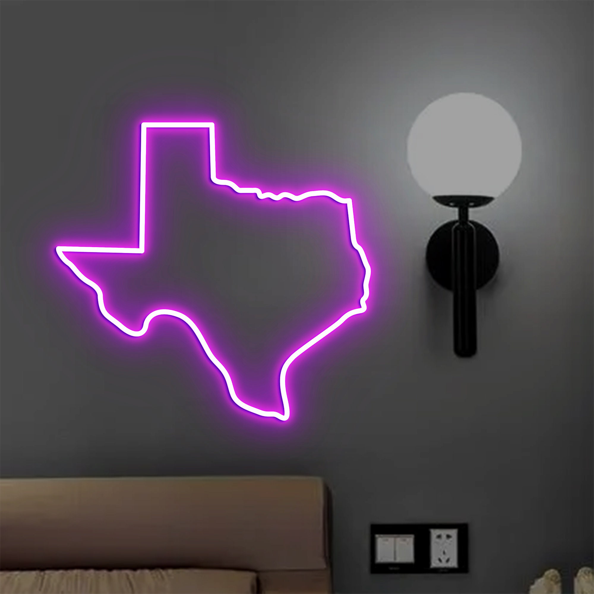 Texas Outline Neon Sign, Texas Led Sign, Texas Decor, Texas Map Wall Art