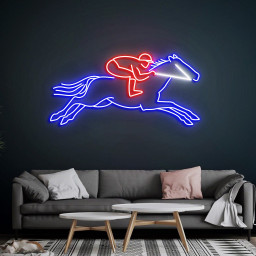 Race Horse Neon Sign, Horse Racing, Race Horse with Jockey, Christmas Horse Gift, Custom Race Horse Color Neon Sign
