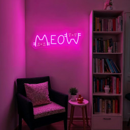 MEOW Cat Neon Sign Cute Kawaii LED Light, Aesthetic Pet Lover Wall Decor, Fun Cat Cafe Sign, Cozy Room Night Lamp, Gift for Cat Lovers