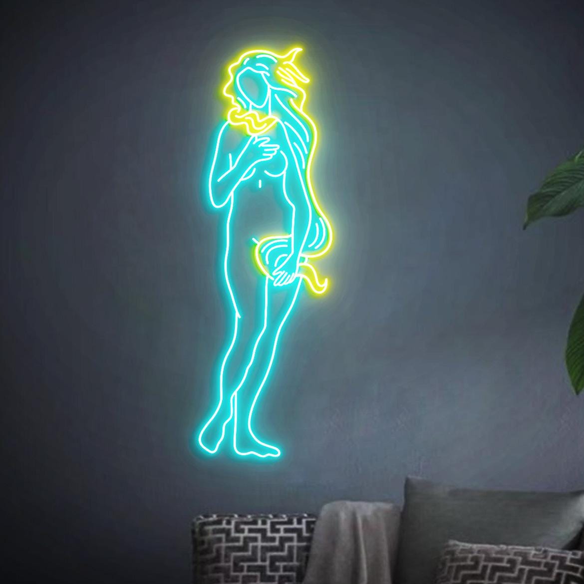 Venus Neon Sign, The Birth of Venus Art, Aphrodite Art Home Decor Neon Light, Greek Goddess Status Art, Greek Home Decor, Venus Goddess Art