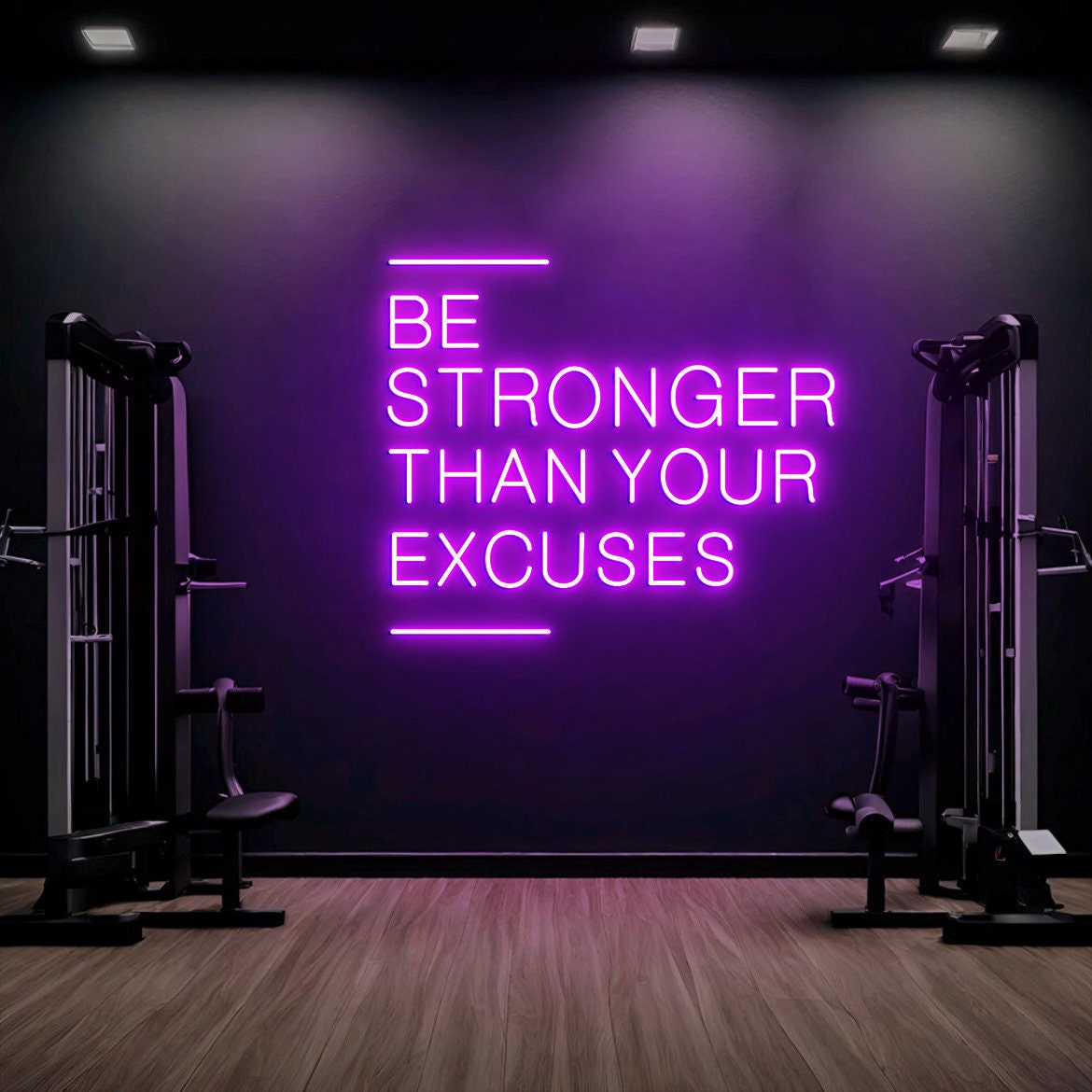 Be Stronger Than Your Excuses Sign, Large Gym Wall Neon Sign, Gym Ideas, Gym Exercise Motivational Sign, Fitness Center Decor, Office Gym