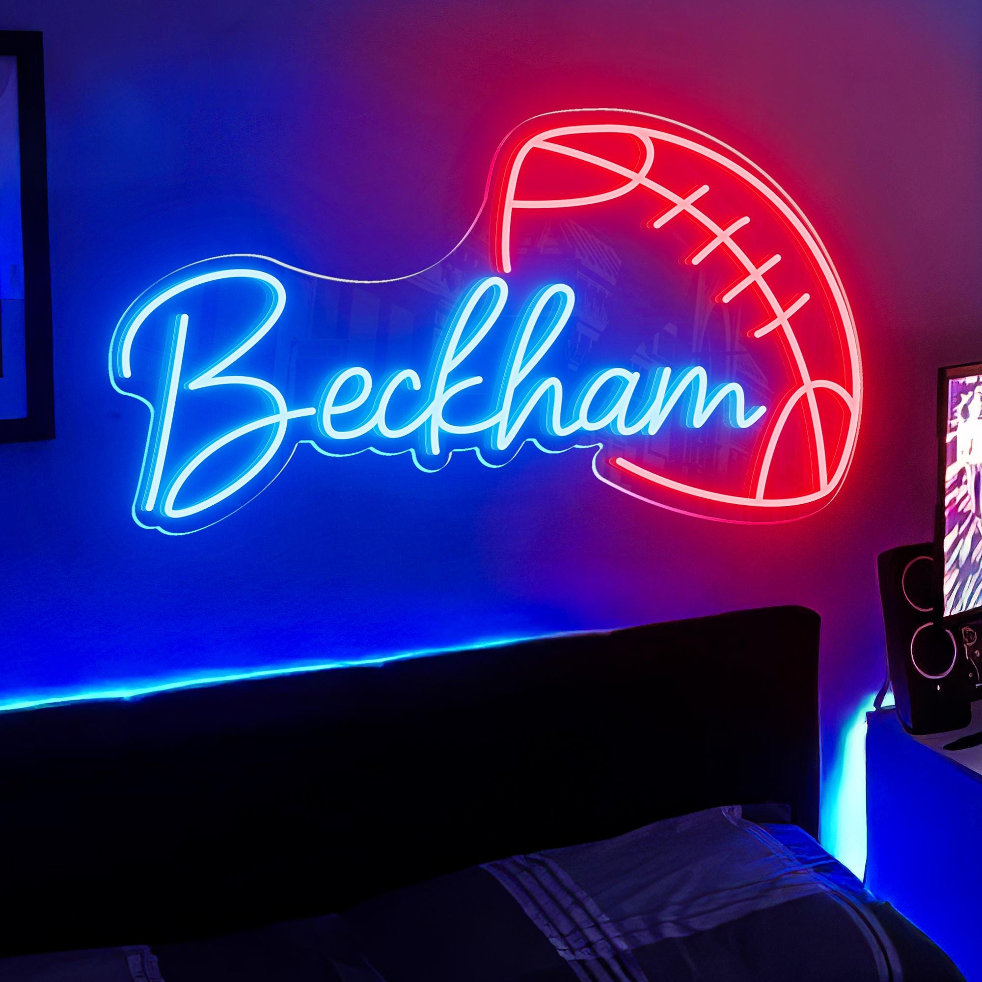 Football Name Neon Sign, Nursery Decor, Personalized Neon Sign, Personalized Name Neon Sign, Name Neon Sign, Kids Name Sign, Football Gift
