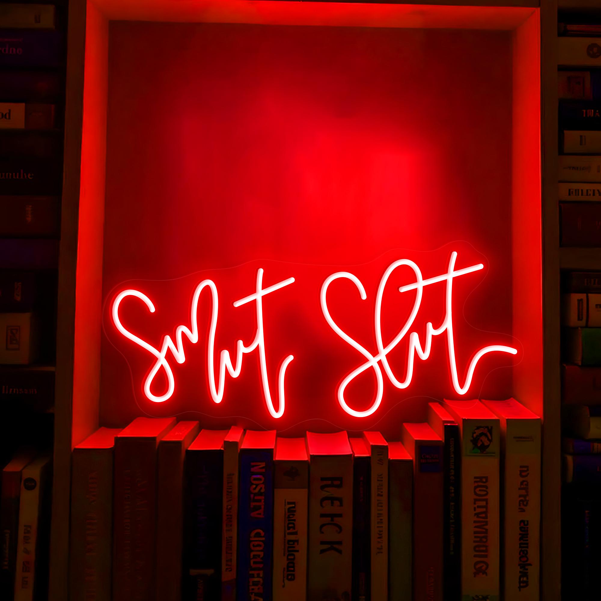 Smut Slut Neon Sign Pink Bedroom Decor For Book Lovers Gift For Bedroom Wall Art Decor Dorm Decor For Smut Bookworm Led Light Bookish Decor