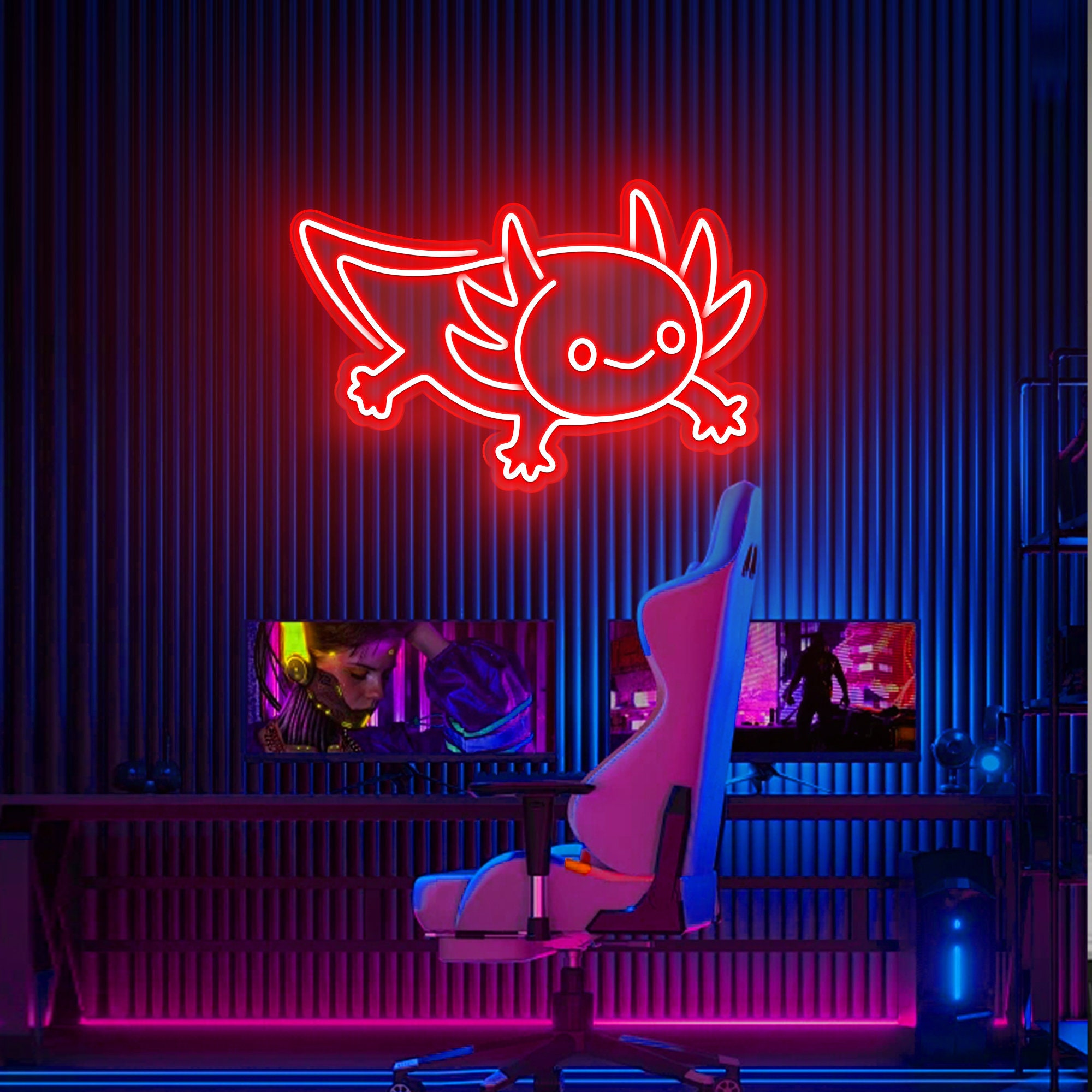 Axolotl Neon Sign/ Hologram Neon Light/ Kawaii Wall Decor/ Animals Neon Sign/ Wall Decor Art/ LED Neon Sign/ Christmas Gift/Animal Led Light