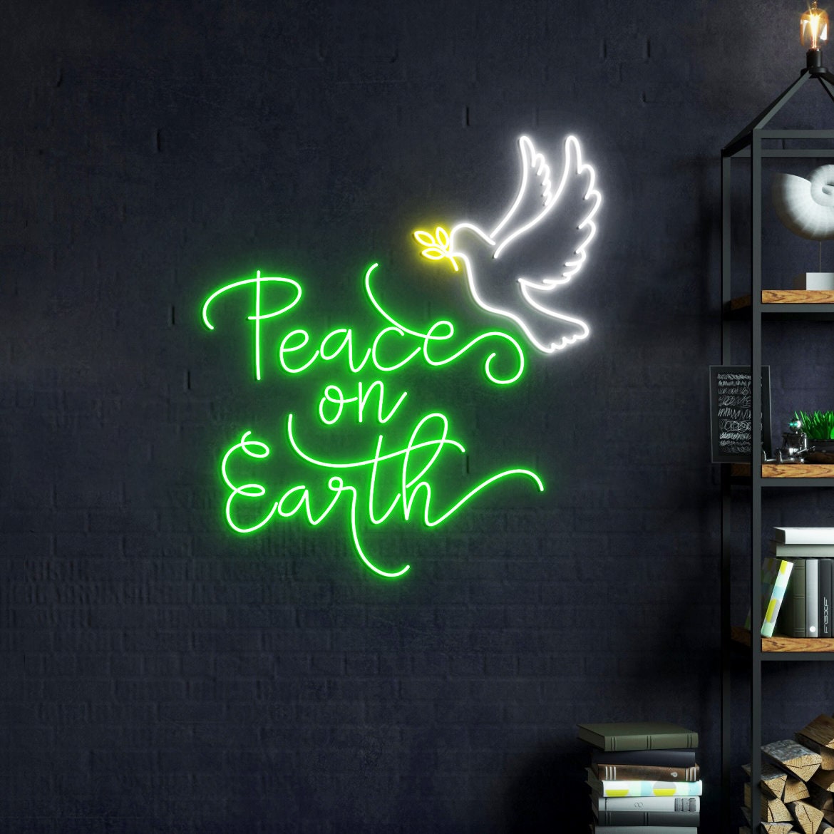 Peace on Earth Dove Neon Light, Christmas Peace Sign Wall Decor, Dove of Peace, Peace on Earth Sign, Christmas Peace Decor