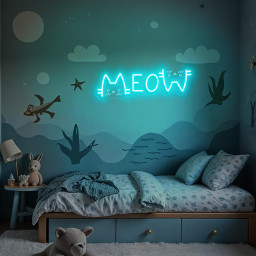 MEOW Cat Neon Sign Cute Kawaii LED Light, Aesthetic Pet Lover Wall Decor, Fun Cat Cafe Sign, Cozy Room Night Lamp, Gift for Cat Lovers