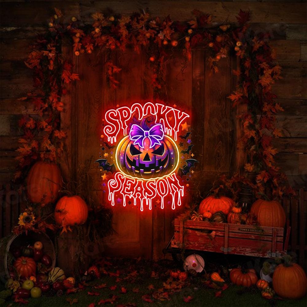 Spooky Season Neon Sign Gifts, Funny Pumpkin Neon Sign, Ghost Neon Led, Spooky Season Gifts, Halloween Party Neon Sign, Fall Ghost Neon Gift