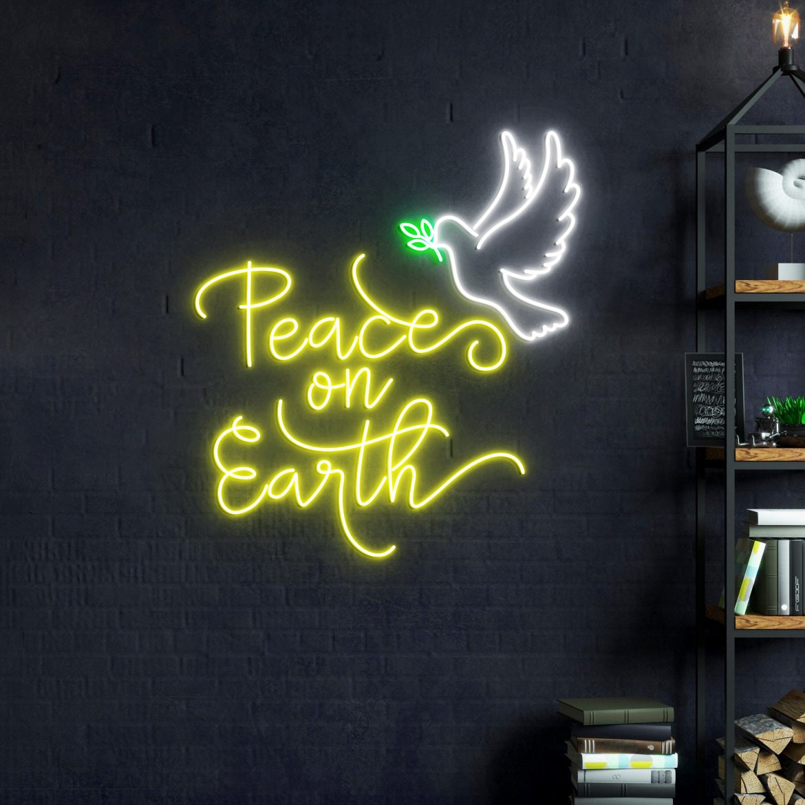 Peace on Earth Dove Neon Light, Christmas Peace Sign Wall Decor, Dove of Peace, Peace on Earth Sign, Christmas Peace Decor