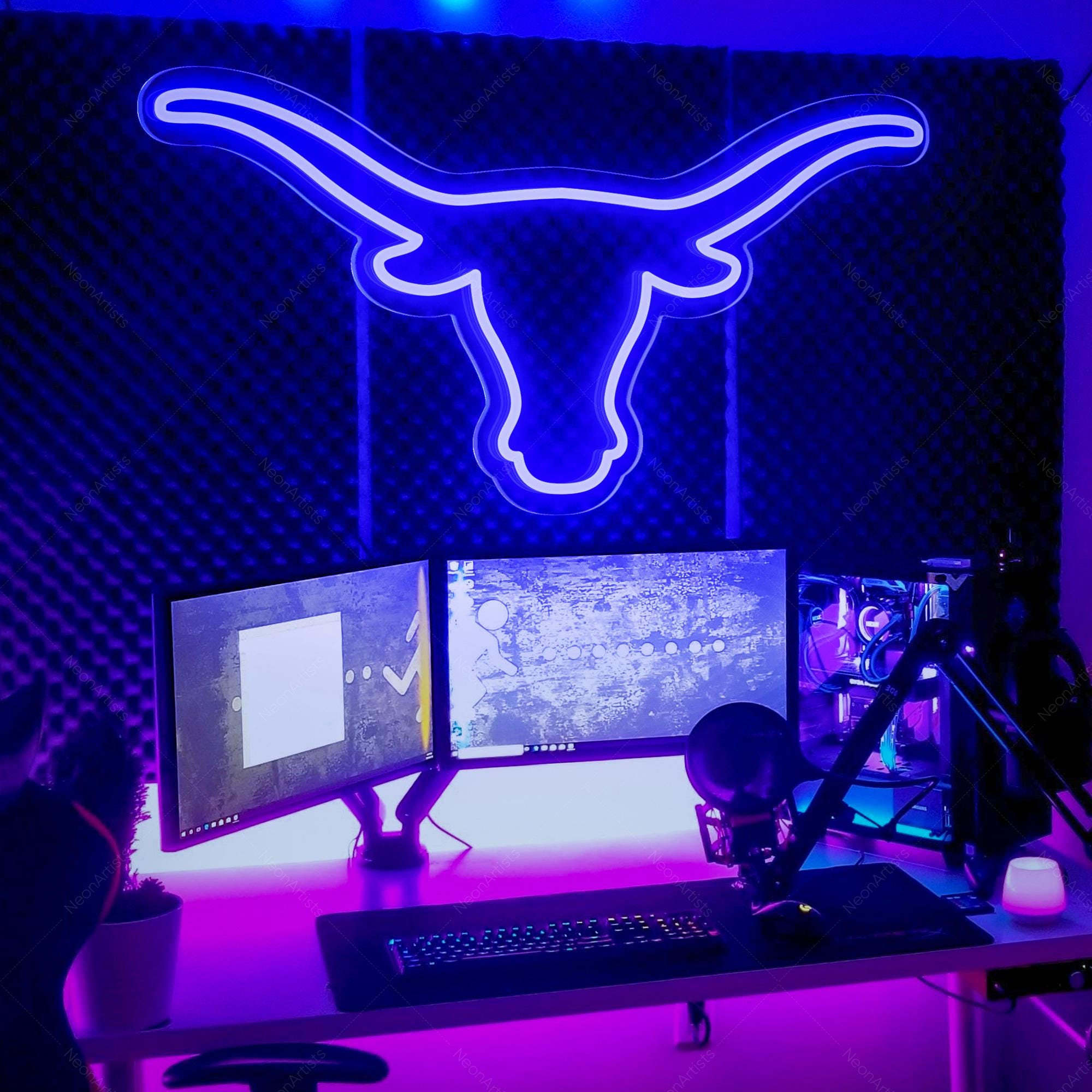 Longhorn Bull neon sign|Bull head led neon|Longhorn head skull light sign |Bull skull sign|Gift For Kids|Personalized Gifts|Texas Neon Sign