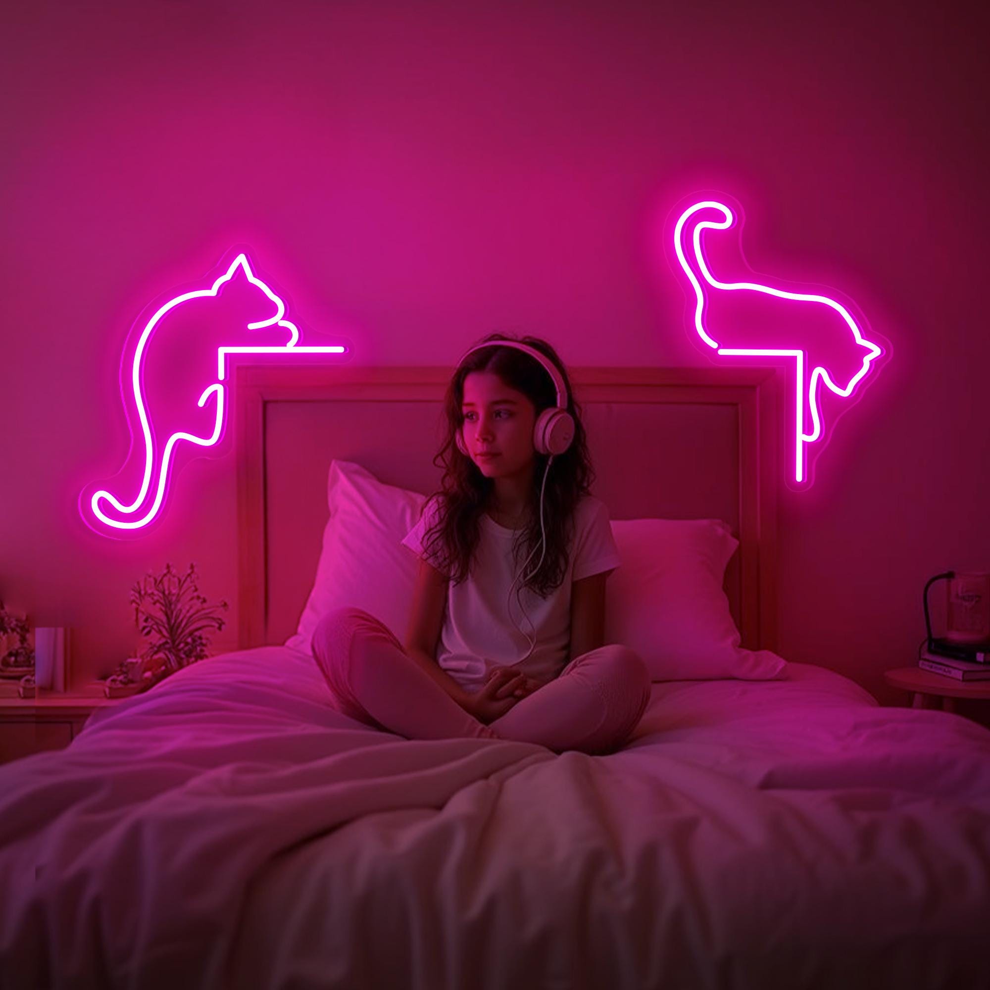 Chill Cat Neon Sign Custom Pet Neon Sign Cat Gifts for Pet Lover Home Decor Bedroom Decor Gift for Her Valentines Gift Cat Lover Gift