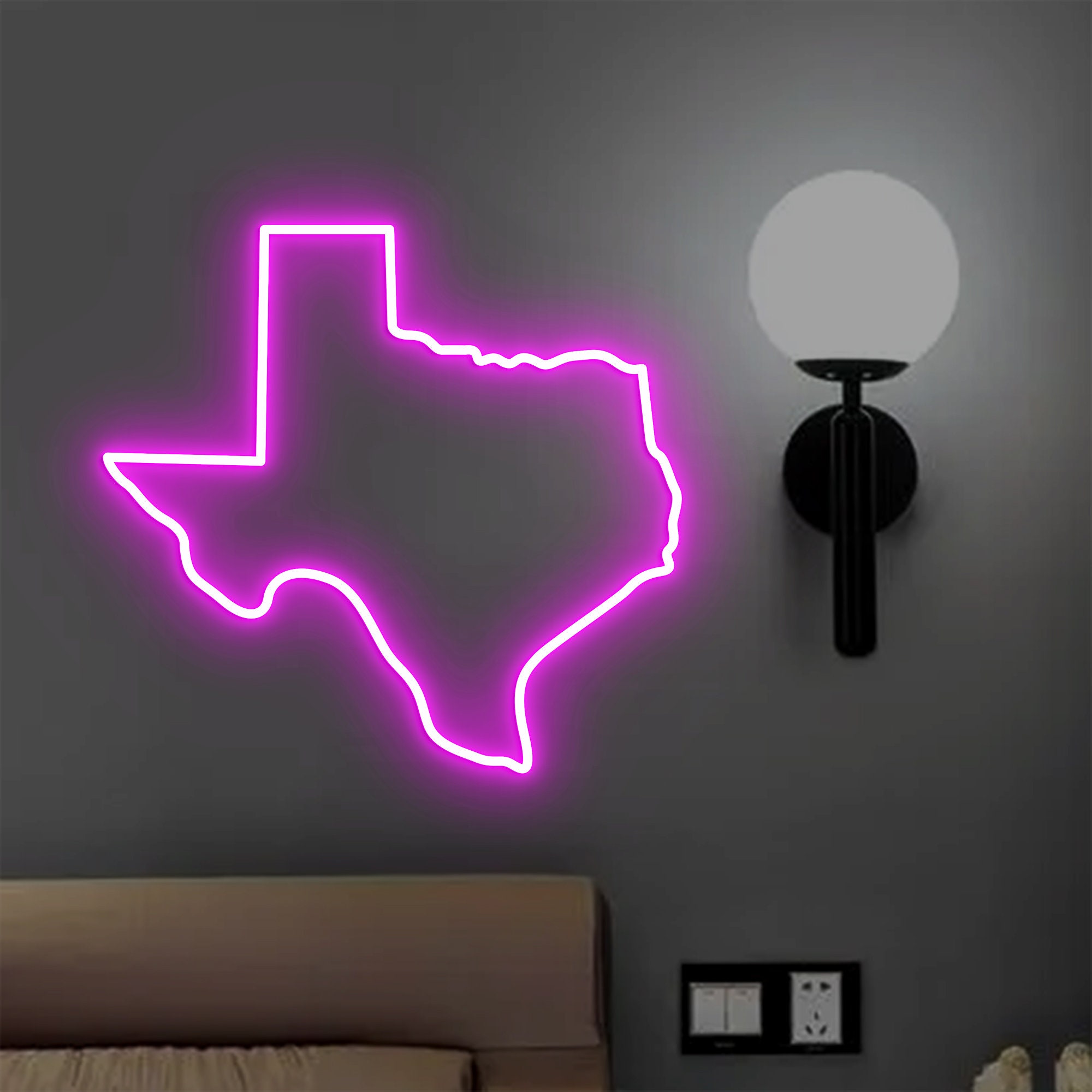 Texas Outline Neon Sign, Texas Led Sign, Texas Decor, Texas Map Wall Art