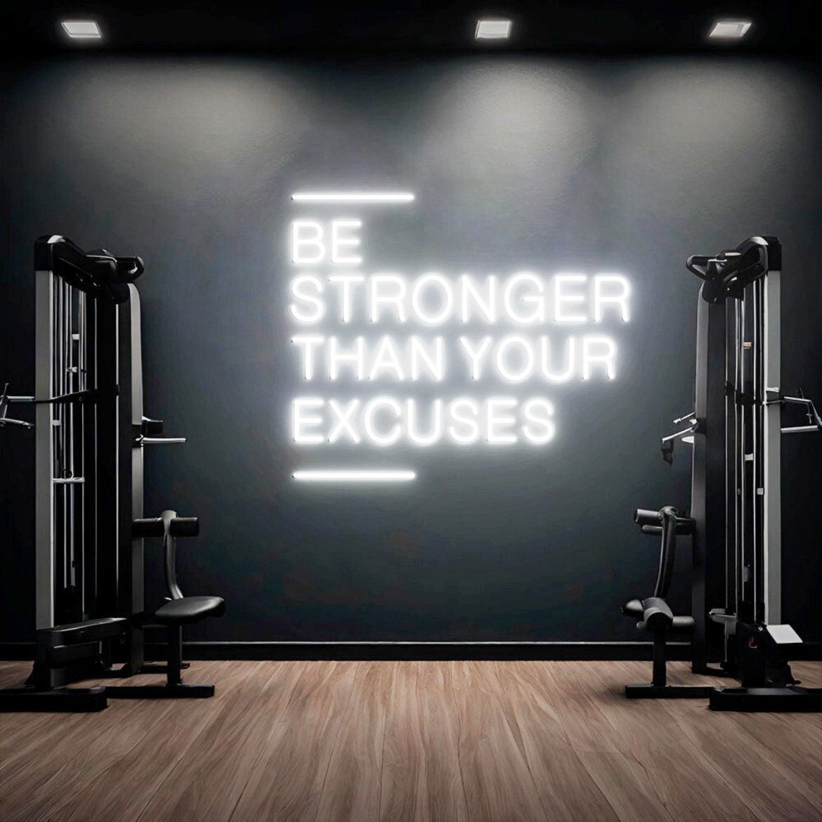 Be Stronger Than Your Excuses Sign, Large Gym Wall Neon Sign, Gym Ideas, Gym Exercise Motivational Sign, Fitness Center Decor, Office Gym