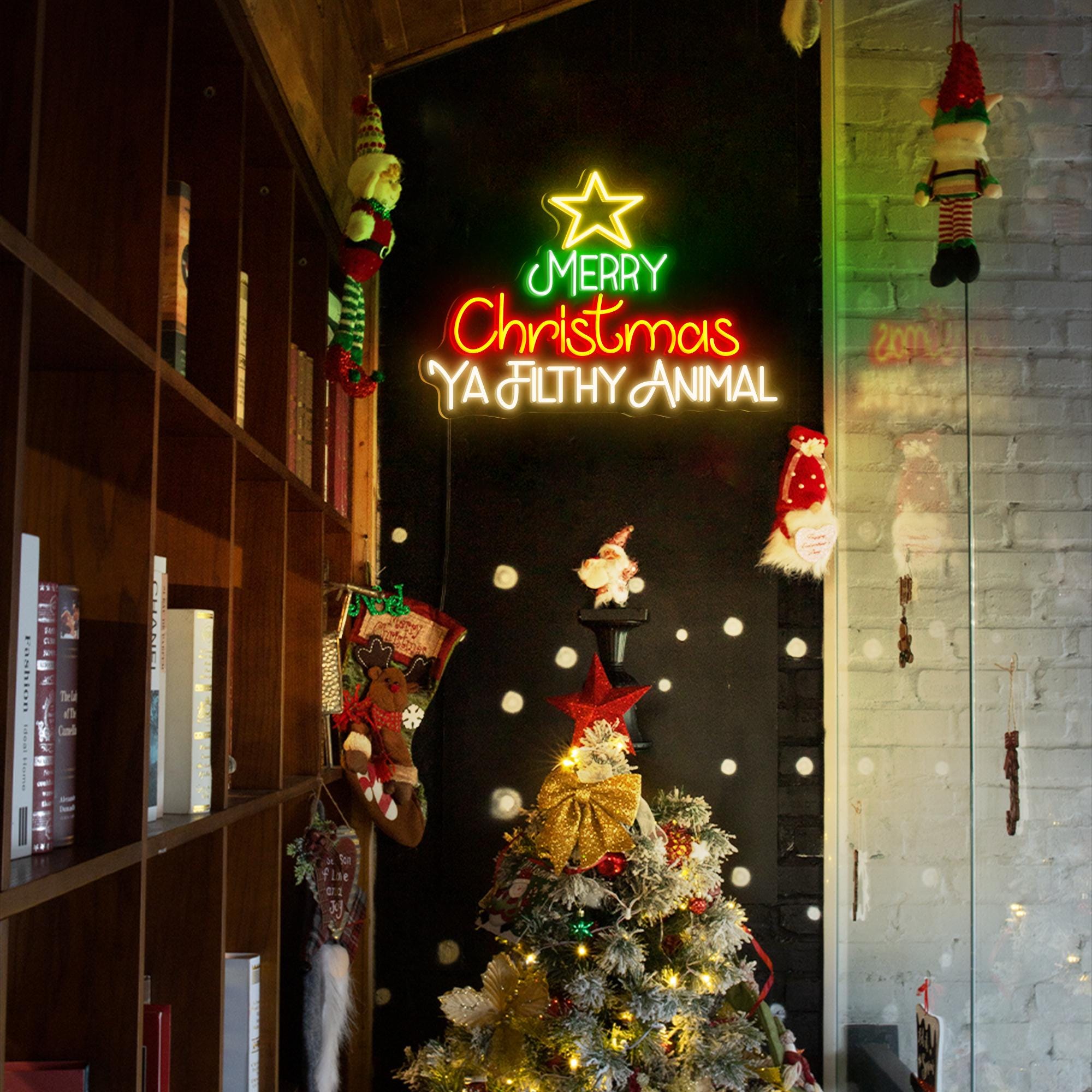 Merry Christmas Ya Filthy Animal LED Neon Sign Christmas Decor Light Christmas Tree Neon Sign Merry Christmas Neon Sign Christmas Neon Light
