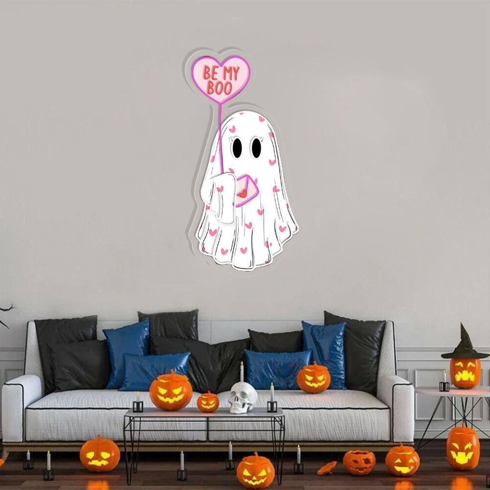 Be My Boo Neon Sign, Ghost Neon, Valentines Day Neon Sign, XOXO Neon, Women Valentines Day Neon Gifts, Heart Neon Sign, Happy Valentines
