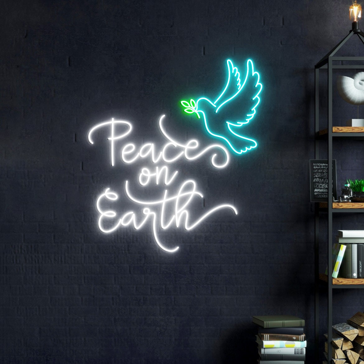 Peace on Earth Dove Neon Light, Christmas Peace Sign Wall Decor, Dove of Peace, Peace on Earth Sign, Christmas Peace Decor