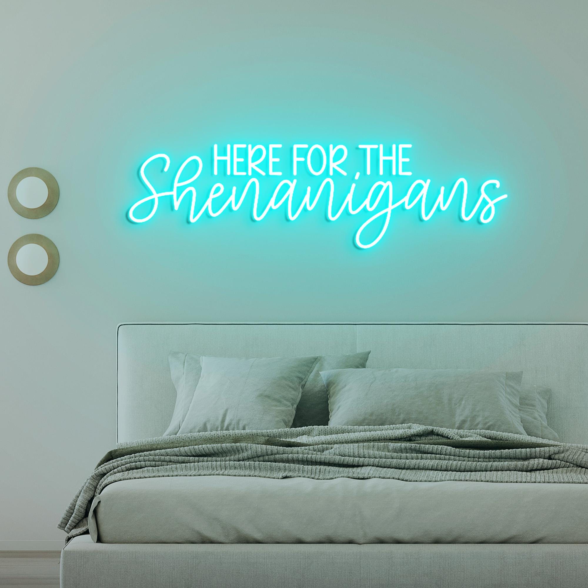 Here For Shenanigans Neon Light, Neon Sign Light Decor, St Paddy Day Neon Sign, Bedroom Neon Lights, Home Room Wall Decoration