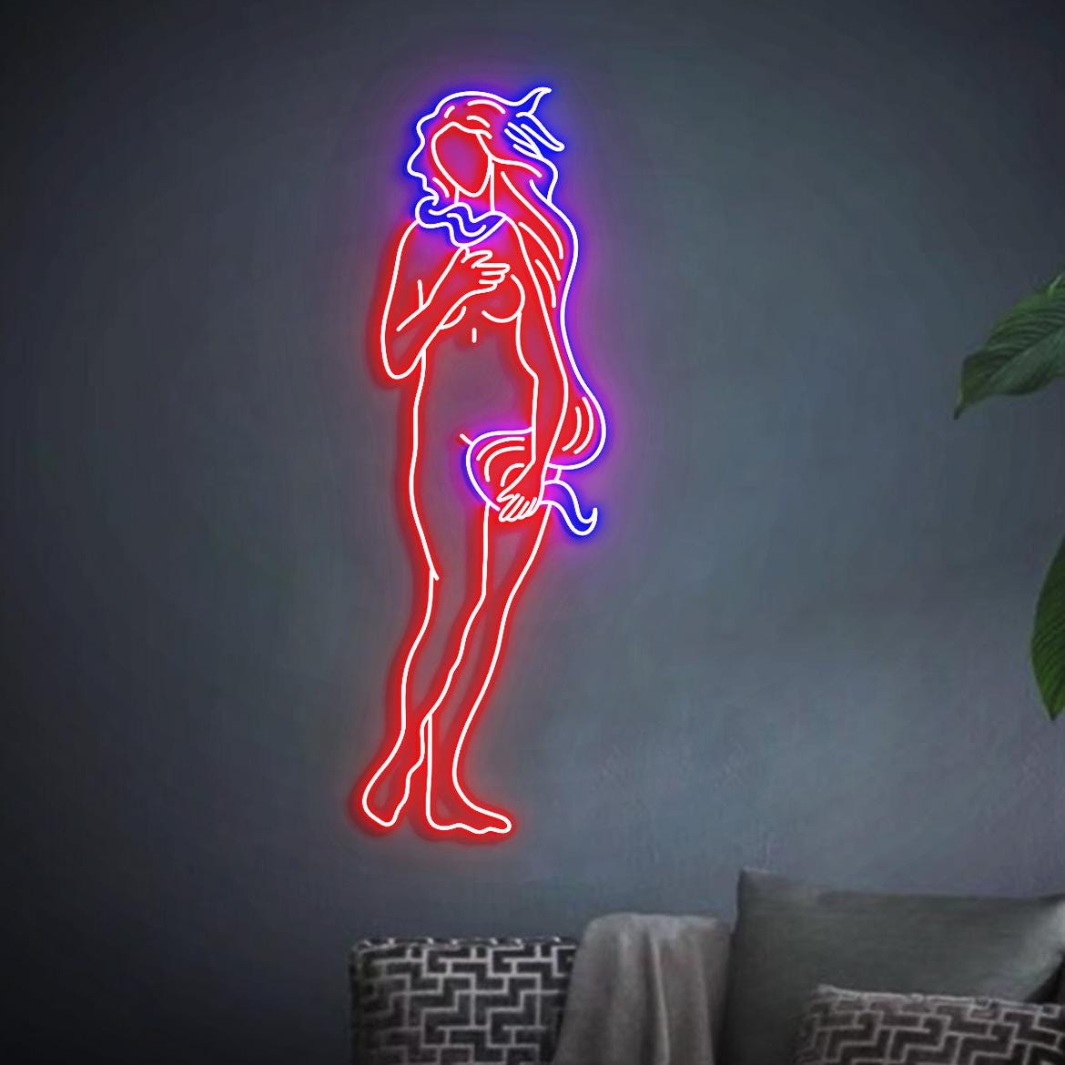 Venus Neon Sign, The Birth of Venus Art, Aphrodite Art Home Decor Neon Light, Greek Goddess Status Art, Greek Home Decor, Venus Goddess Art