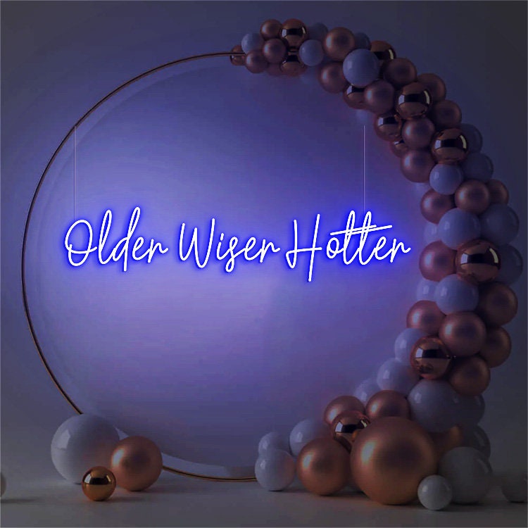 Older Wiser Hotter Sign Birthday Backdrop Decor, Birthday Led Siign for Women 30th 40th 50th 60th 70th 80th Birthday Party Decorations