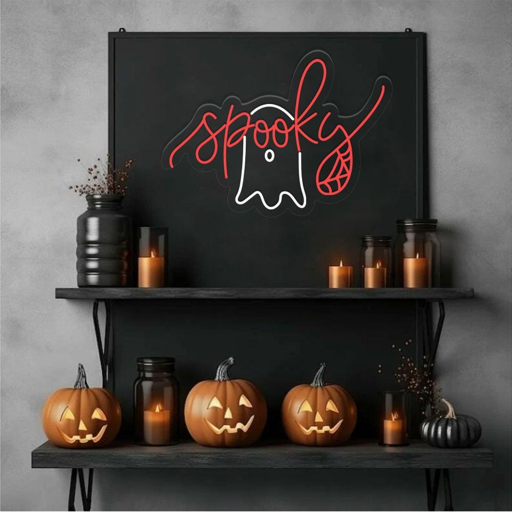 Spooky Neon Sign, Halloween Neon Led Sign, Halloween Gifts, Ghost Neon, Cute Halloween Neon Sign, Halloween Neon, Halloween Neon Sign Gifts